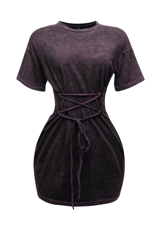 Lace up detailed mini dress - Muvin 
