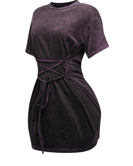 Lace up detailed mini dress - Muvin 