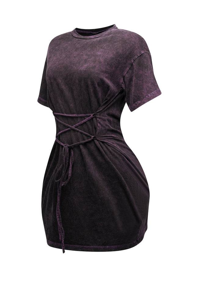 Lace up detailed mini dress - Muvin 