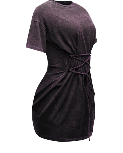 Lace up detailed mini dress - Muvin 