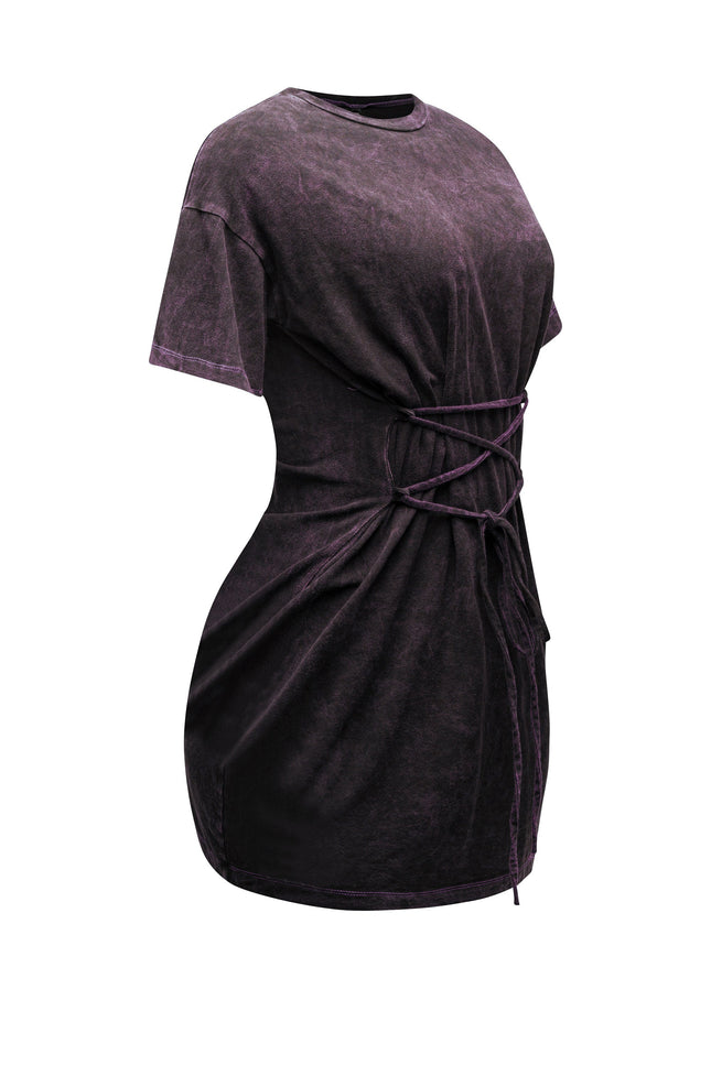 Lace up detailed mini dress - Muvin 