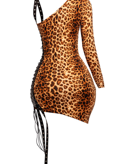 One sleeve asymmetrical mini dress - Muvin 