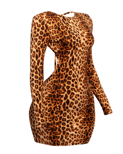 Open back leopard mini dress - Muvin 