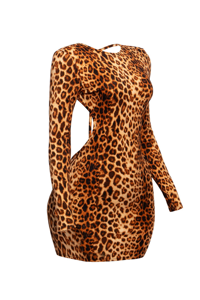 Open back leopard mini dress - Muvin 