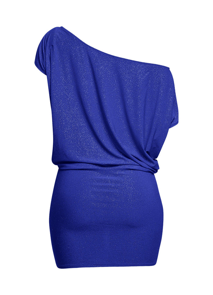 Disco Muse One Shoulder Glitter Mini Dress... - Muvin 