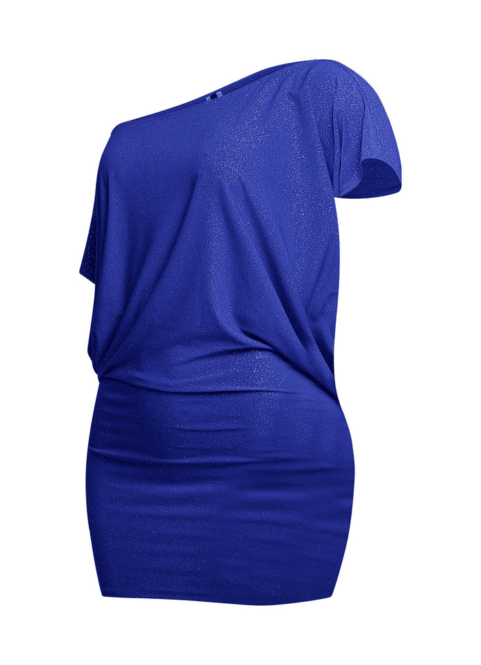 Disco Muse One Shoulder Glitter Mini Dress... - Muvin 