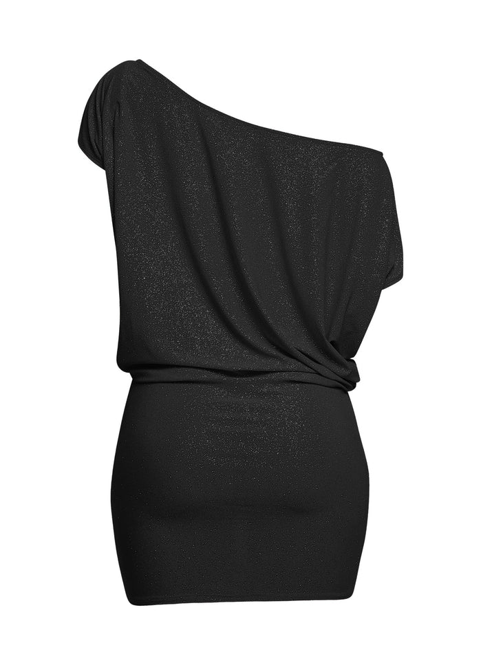 Disco Muse One Shoulder Glitter Mini Dress... - Muvin 