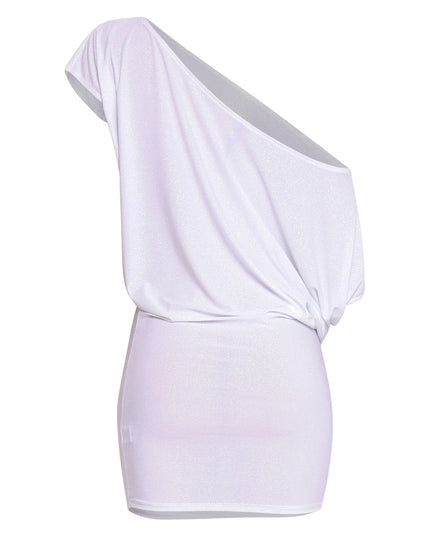 Disco Muse One Shoulder Glitter Mini Dress... - Muvin 
