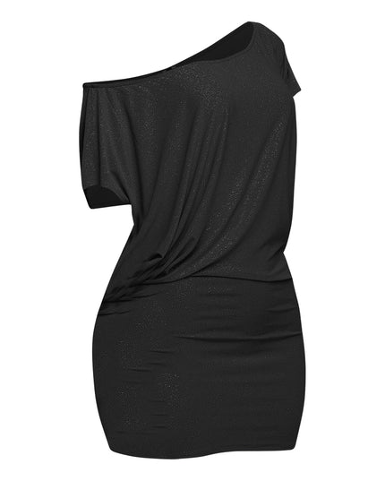 Disco Muse One Shoulder Glitter Mini Dress.. - Muvin 