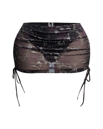 Glitter mesh low rise ruched micro mini skirt - Muvin 