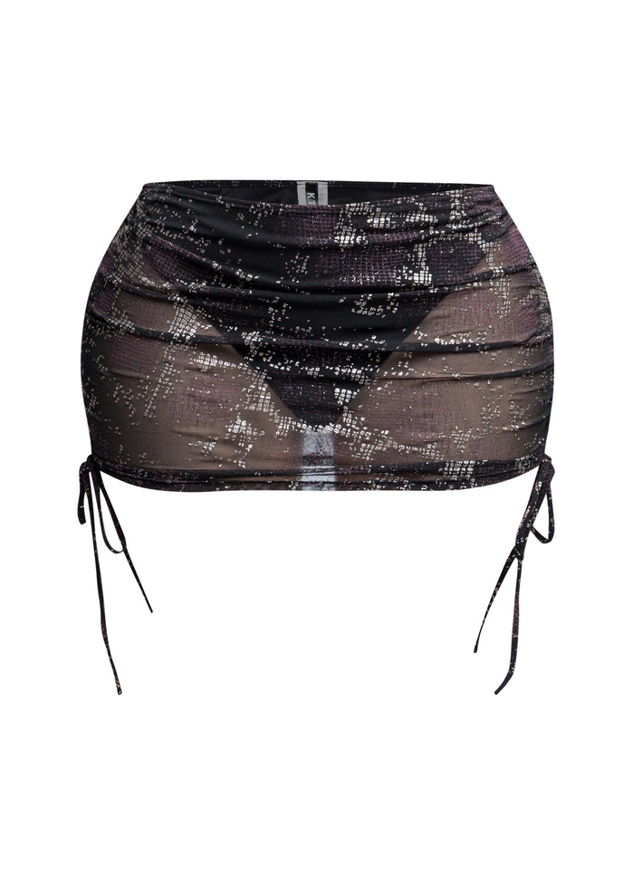 Glitter mesh low rise ruched micro mini skirt - Muvin 