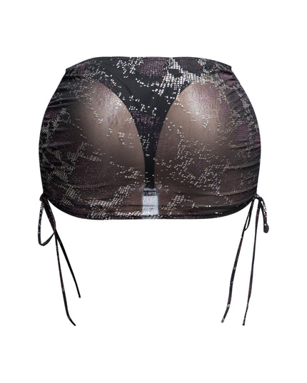 Glitter mesh low rise ruched micro mini skirt - Muvin 