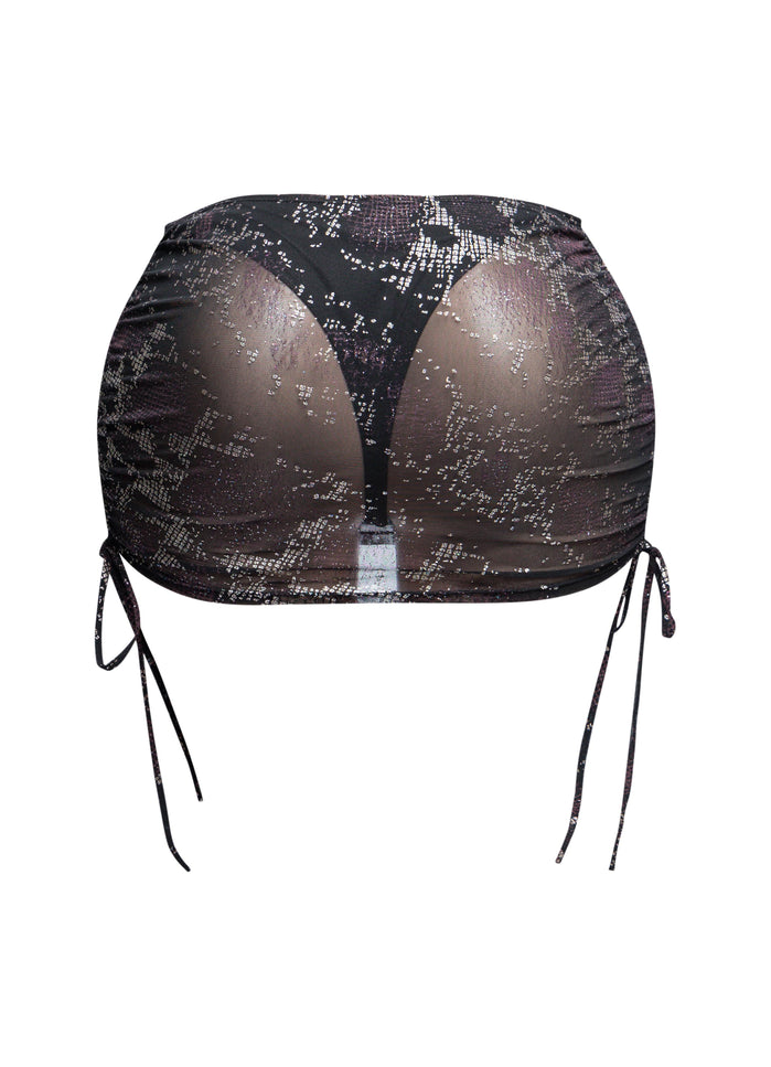Glitter mesh low rise ruched micro mini skirt - Muvin 