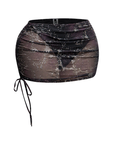Glitter mesh low rise ruched micro mini skirt - Muvin 