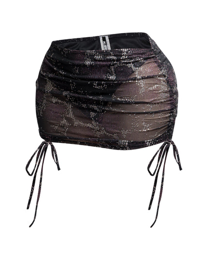 Glitter mesh low rise ruched micro mini skirt - Muvin 