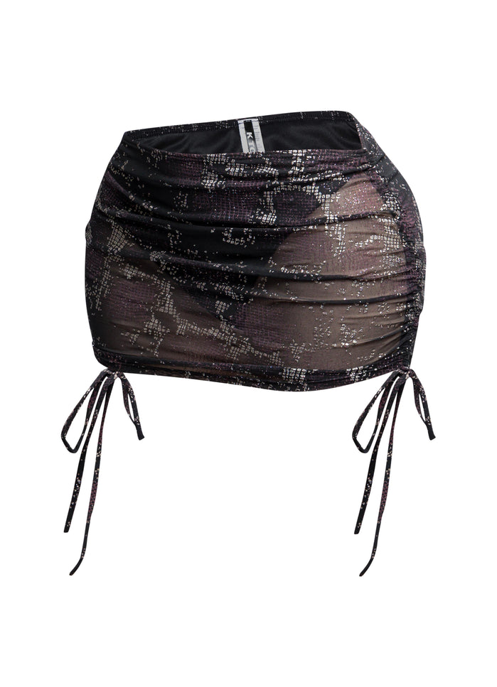 Glitter mesh low rise ruched micro mini skirt - Muvin 