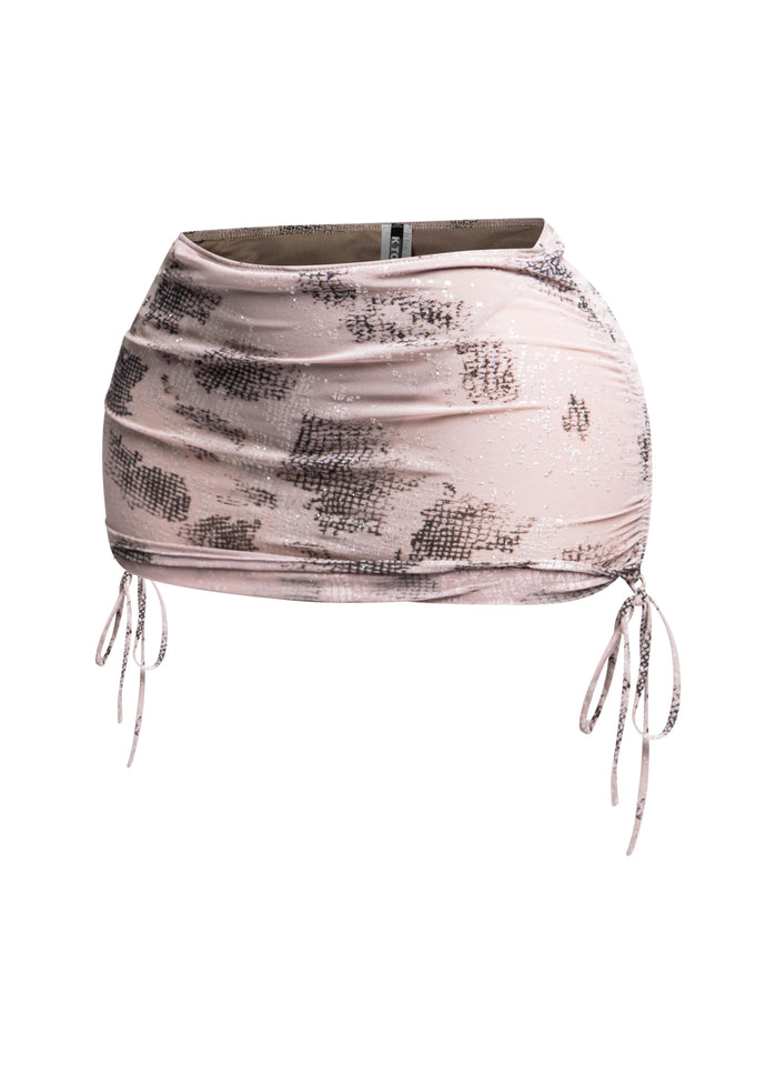 Glitter mesh low rise ruched micro mini skirt - Muvin 