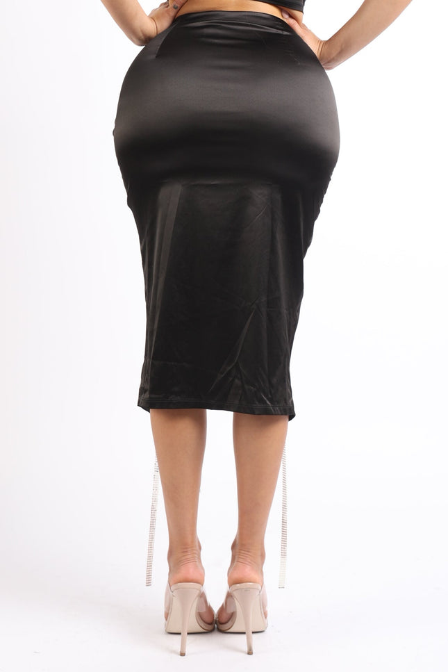 Rhinestone drop stain skirt - Muvin 