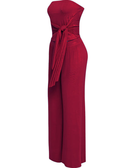 After Party Energy Strapless Tie Jumpsuit - Muvin 