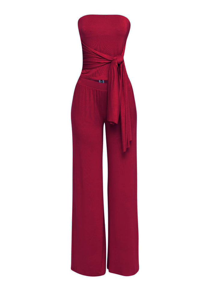 After Party Energy Strapless Tie Jumpsuit - Muvin 