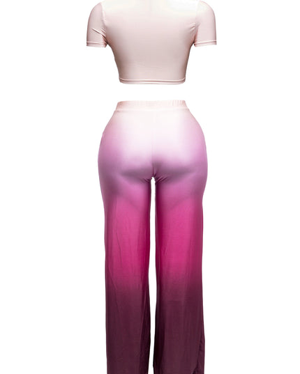 Ombre crop top and wide pants set - Muvin 