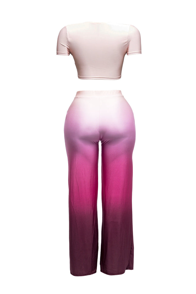 Ombre crop top and wide pants set - Muvin 