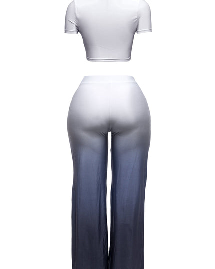 Ombre crop top and wide pants set - Muvin 