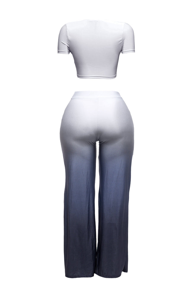 Ombre crop top and wide pants set - Muvin 