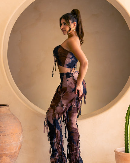 Distressed Tube top and pants set - Muvin 