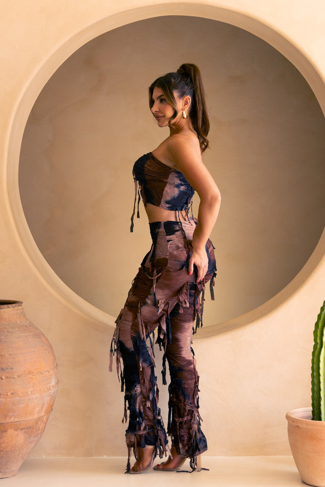 Distressed Tube top and pants set - Muvin 