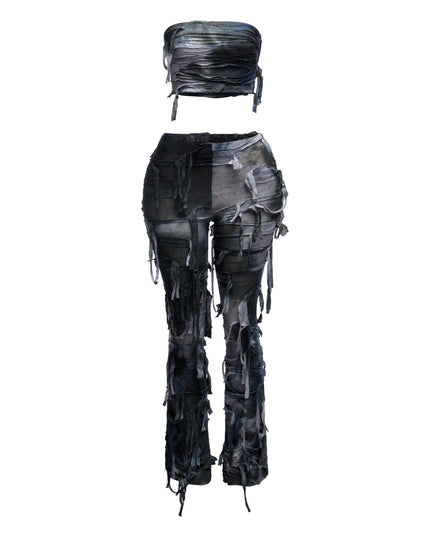 Distressed Tube top and pants set - Muvin 