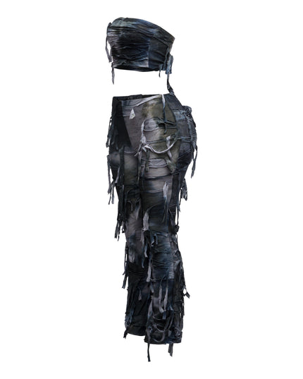 Distressed Tube top and pants set - Muvin 