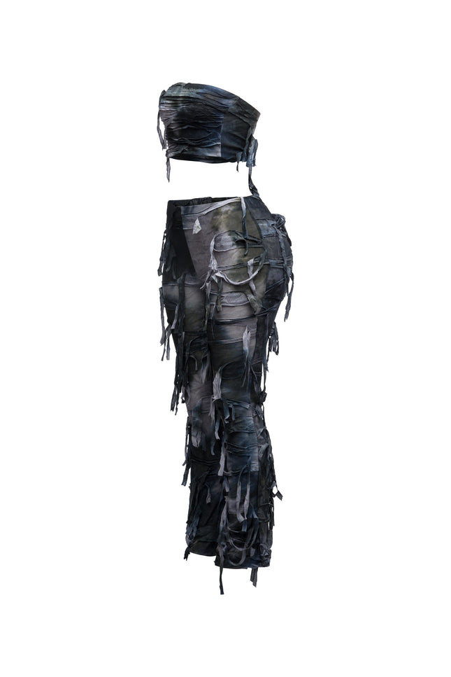 Distressed Tube top and pants set - Muvin 