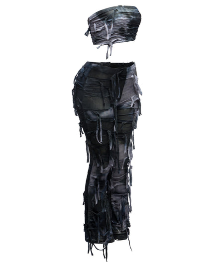 Distressed Tube top and pants set - Muvin 