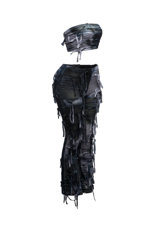 Distressed Tube top and pants set - Muvin 
