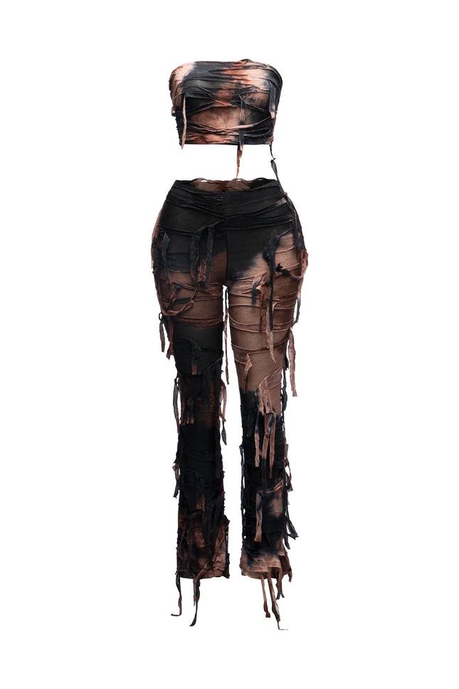 Distressed Tube top and pants set - Muvin 