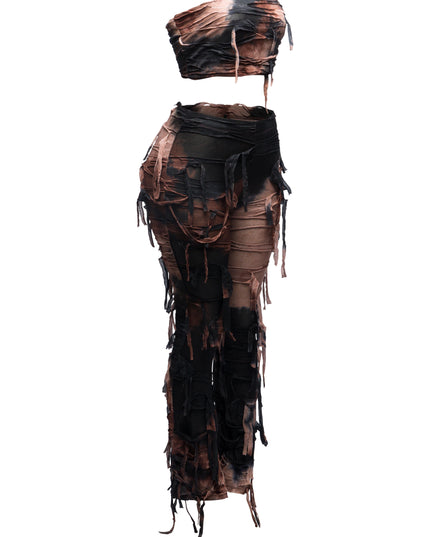Distressed Tube top and pants set - Muvin 
