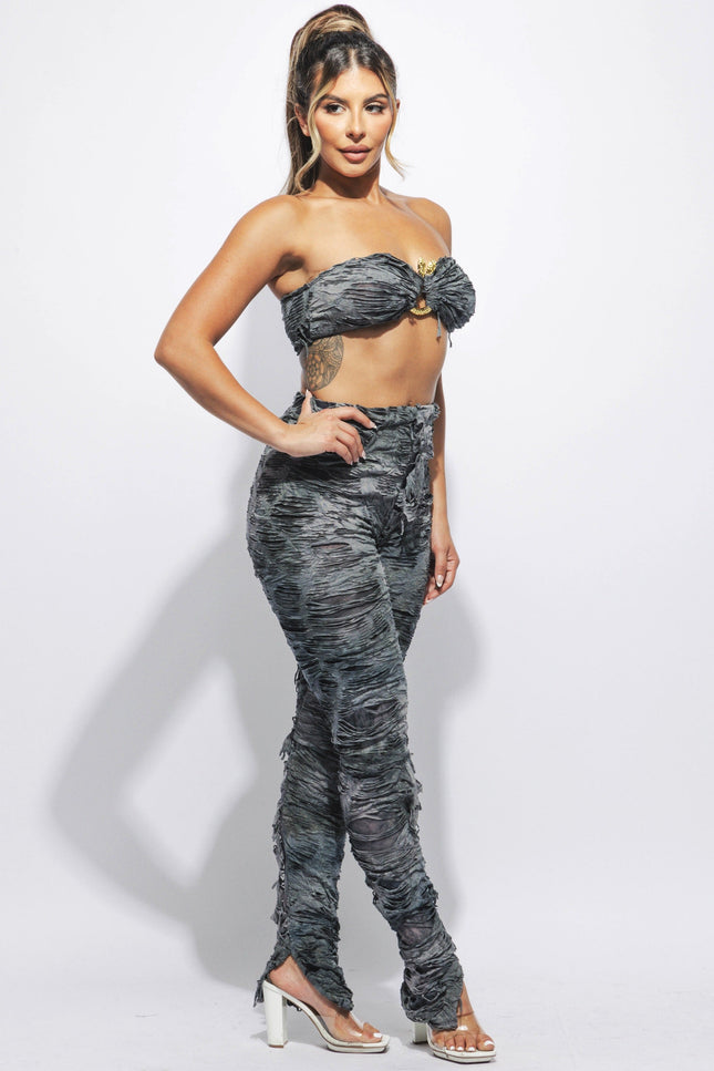 Bandeau top & pants set - Muvin 
