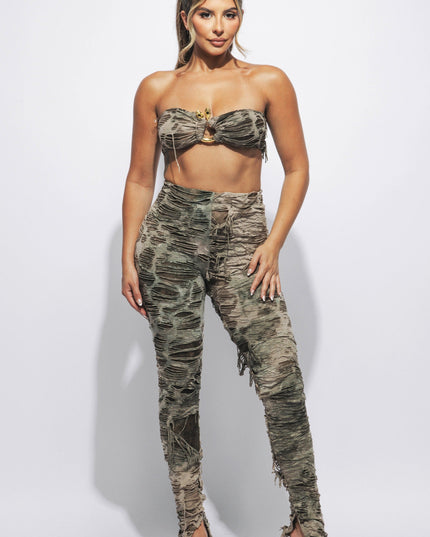 Bandeau top & pants set - Muvin 
