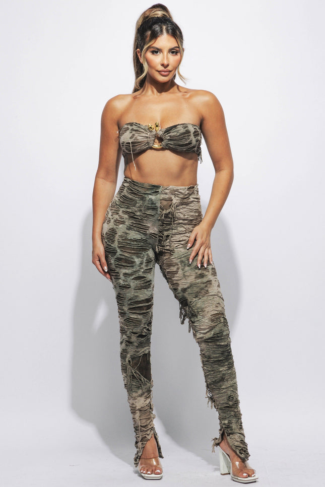 Bandeau top & pants set - Muvin 