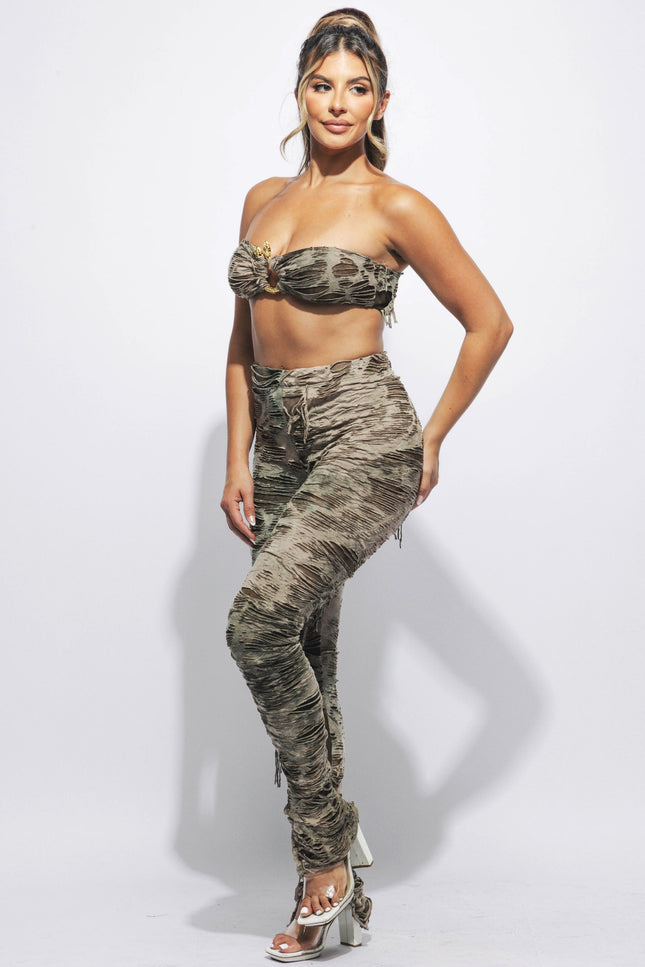 Bandeau top & pants set - Muvin 
