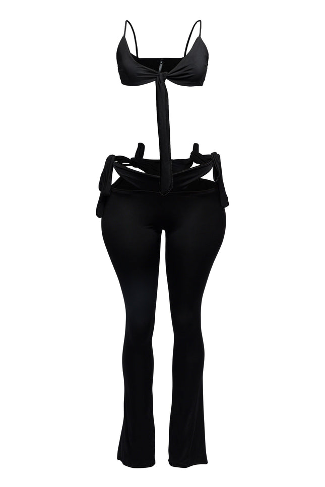 Bow detailed cut-out sexy pants top - Muvin 