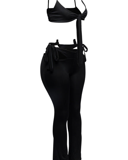 Bow detailed cut-out sexy pants top - Muvin 