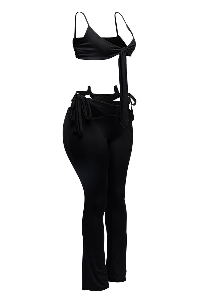 Bow detailed cut-out sexy pants top - Muvin 