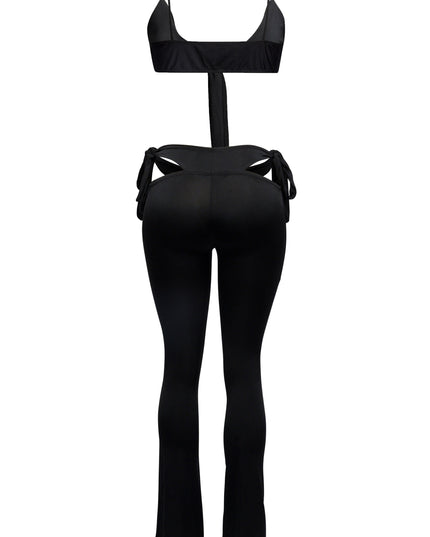Bow detailed cut-out sexy pants top - Muvin 