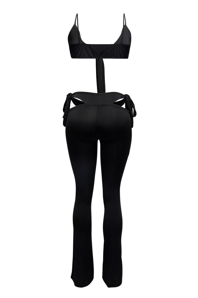 Bow detailed cut-out sexy pants top - Muvin 