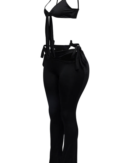 Bow detailed cut-out sexy pants top - Muvin 