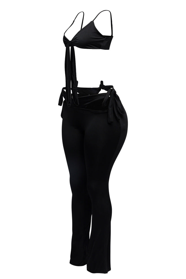 Bow detailed cut-out sexy pants top - Muvin 