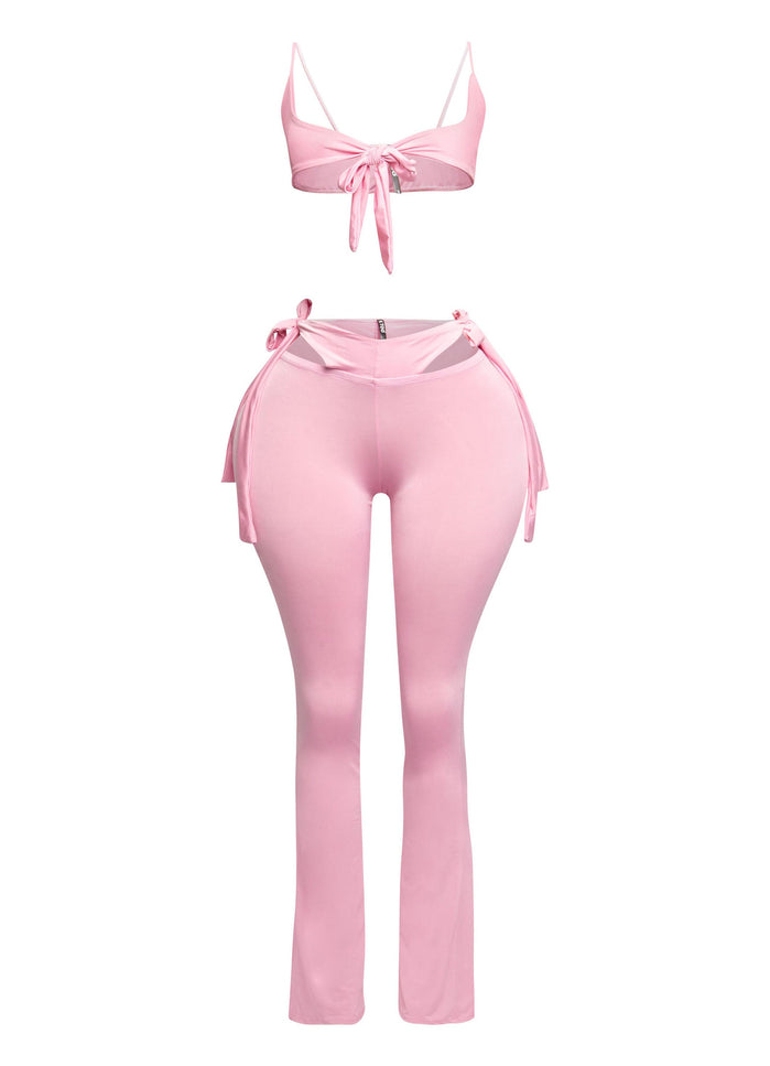 Bow detailed cut-out sexy pants top - Muvin 