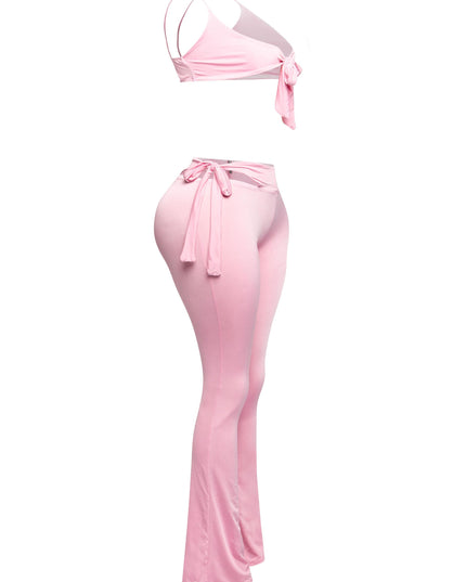 Bow detailed cut-out sexy pants top - Muvin 